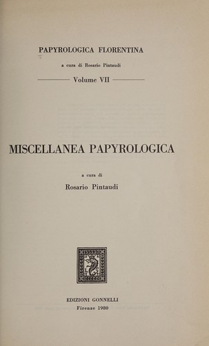 Cover for Miscellanea papyrologica