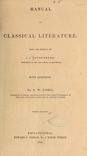 Cover for Manual of classical literature