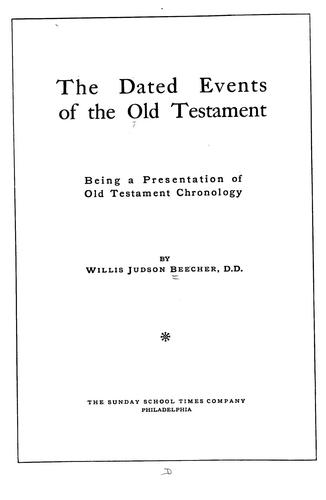 Cover for The dated events of the Old Testament; being a presentation of Old Testament chronology