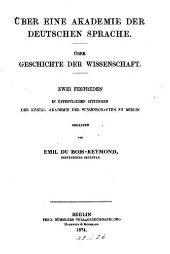 Cover for Über eine Akademie der deutschen Sprache.