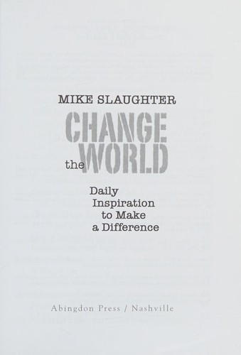 Cover for Change the world