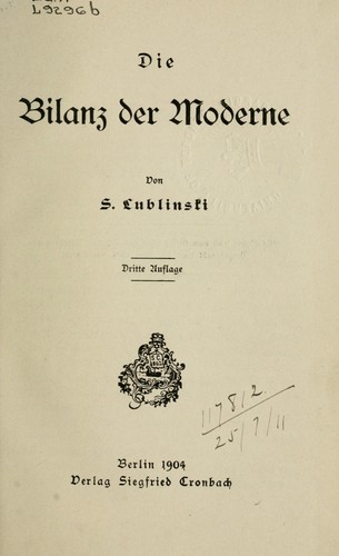 Cover for Die Bilanz der Moderne
