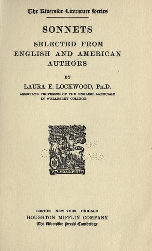 Cover for Sonnets, selected from English and American authors