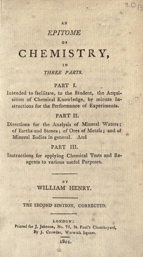 Cover for An epitome of chemistry ...