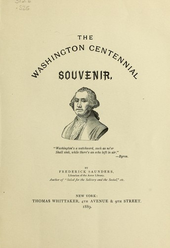 Cover for The Washington centennial souvenir.