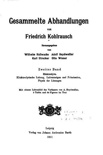Cover for Gesammelte Abhandlungen von Friedrich Kohlrausch