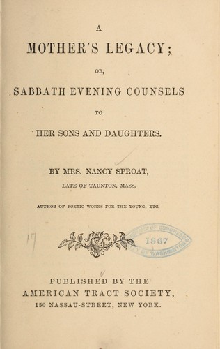 Cover for A Mother's legacy