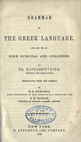 Cover for Grammar of the Greek language