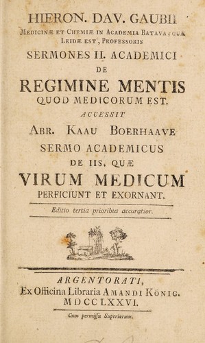 Cover for Sermones II academici de regimine mentis quod medicorum est