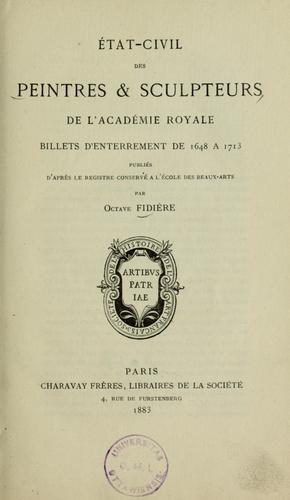 Cover for État-civil des peintres & sculpteurs de l'Académie royale