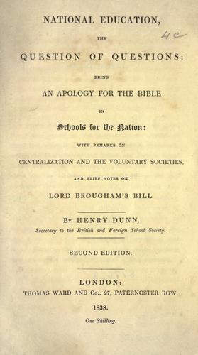 Cover for National education, the question of questions