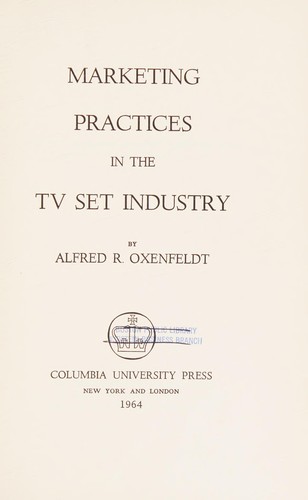 Cover for Marketing practices in the TV set industry.