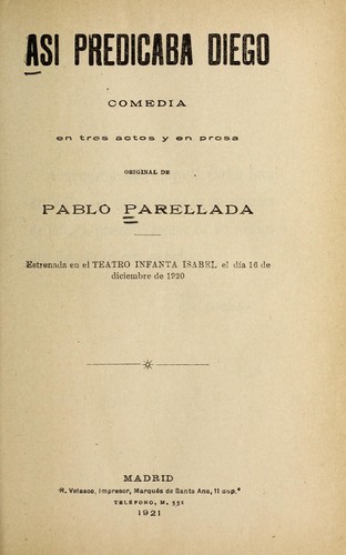 Cover for Asi  predicaba Diego