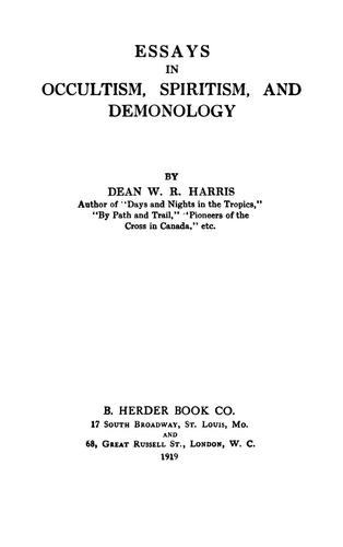 Cover for Essays in occultism, spiritism, and demonology