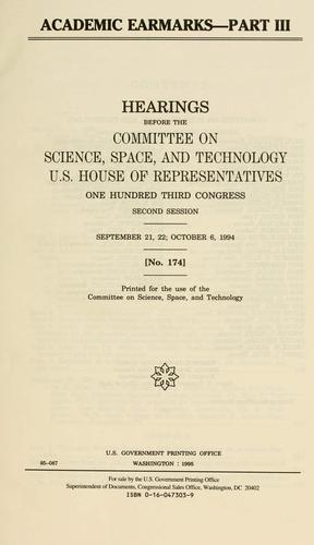 Cover for Academic earmarks