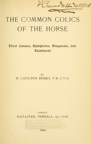 Cover for The common colics of the horse
