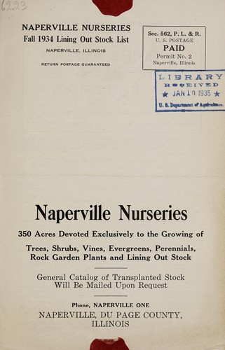 Cover for Fall 1934 lining out stock list