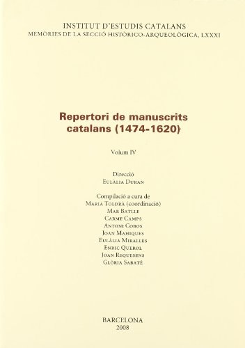 Cover for Repertori de manuscrits catalans . Vol IV
