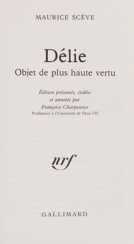 Cover for Délie