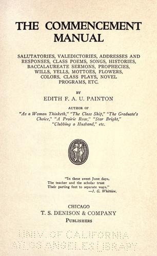 Cover for The commencement manual