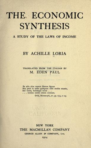 Cover for The economic synthesis