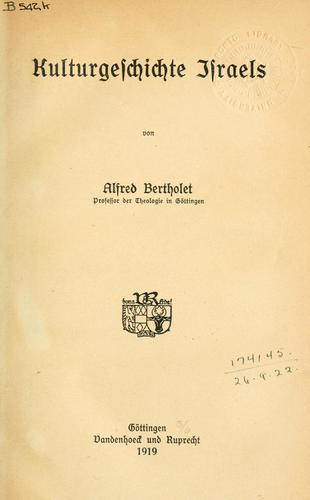 Cover for Kulturgeschichte Israels.