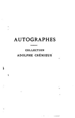 Cover for Autographes: collection Adolphe Crémieux