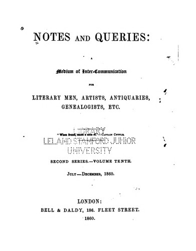 Cover for Notes and Queries