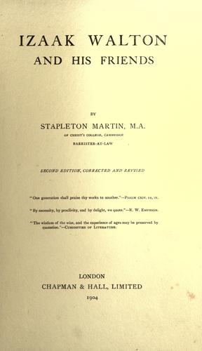 Cover for Izaak Walton and his friends