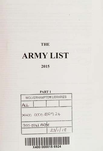 Cover for Army List 2015