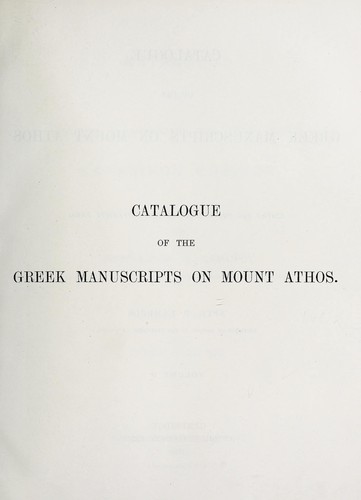 Cover for Katalogos tōn en tais bibliothēkais tou agiou orthous Ellēnikōn kōdikōn
