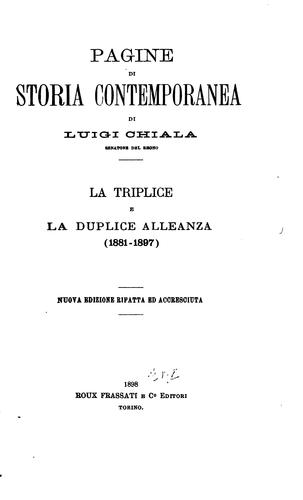 Cover for Pagine di storia contemporanea: La triplice e la duplice alleanza (1881-1897)