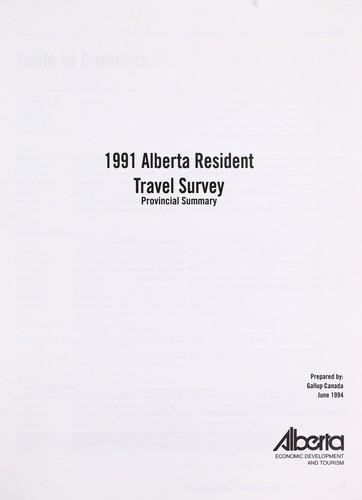 Cover for 1991 Alberta resident travel survey
