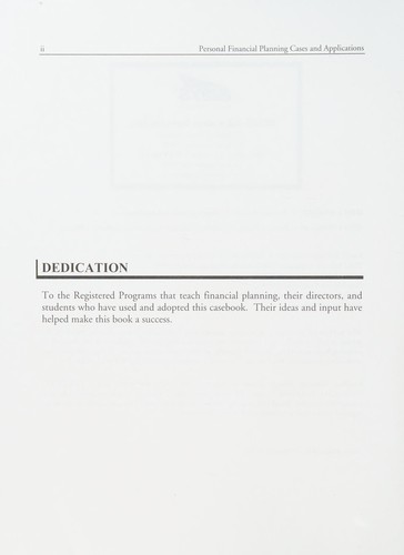 Cover for Personal Financial Planning Cases and Applications (Dalton PFP series)