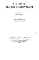 Cover for Studies in Jewish nationalism