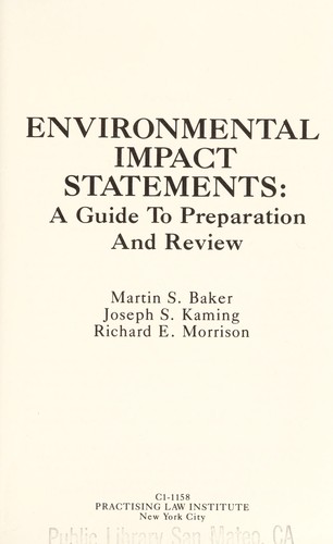 Cover for Environmental impact statements