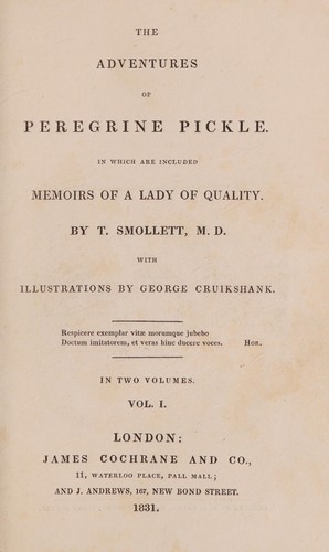 Cover for The adventures of Peregrine Pickle. In which are included memoirs of a Lady of quality