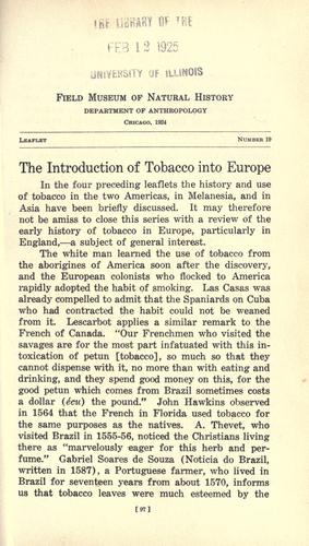 Cover for Introduction of tobacco into Europe