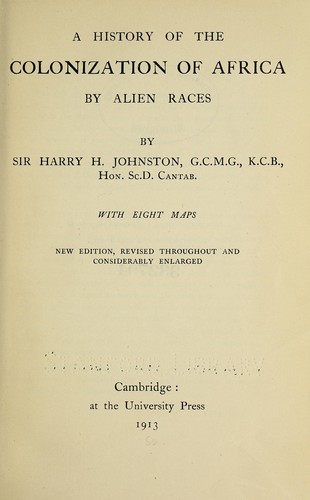 Cover for A history of the colonization of Africa by alien races