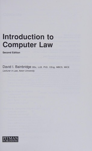 Cover for Introduction to computer law
