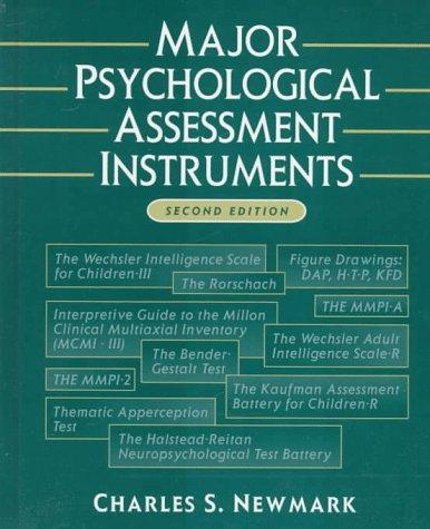 Cover for Major psychological assessment instruments