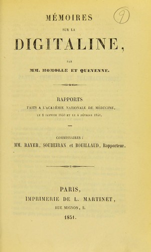Cover for Mémoires sur la digitaline