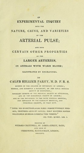 Cover for An experimental inquiry into the nature, cause, and varieties of the arterial pulse