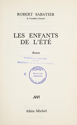 Cover for Les enfants de l'été.