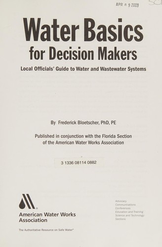 Cover for Water basics for decision makers