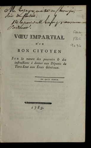 Cover for Voeu impartial