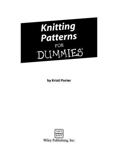 Cover for Knitting patterns for dummies