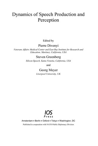 Cover for Dynamics of speech production and perception