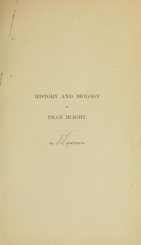 Cover for History and biology of pear blight.