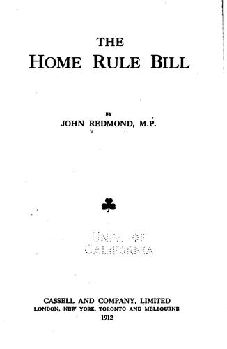 Cover for The Home rule bill